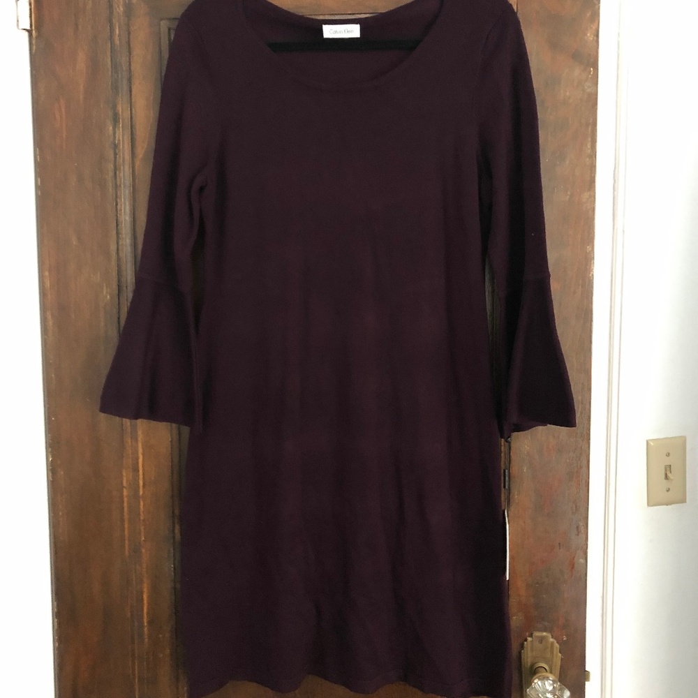 Calvin Klein Purple Bell-Sleeve Dress